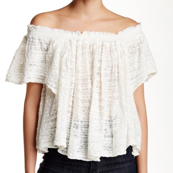 Free People Tops - FREE PEOPLE Thrills and Frills Ivory Off Shoulder